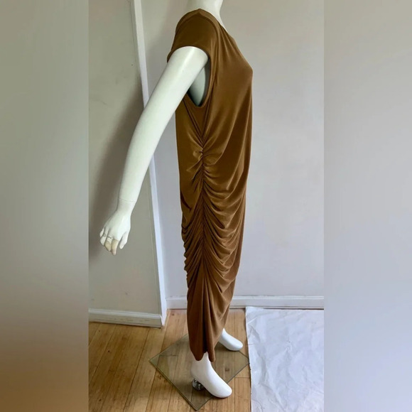 Universal Standard Rachel Ruched Midi Dress Caramel Brown Sleeveless Size 14/16 - Picture 6 of 13